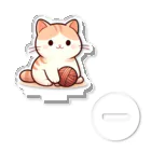 ふわふわ動物スタジオのふわふわの愛らしい猫ちゃんと毛糸玉 Acrylic Stand