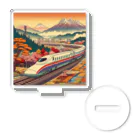 日本の風景 COOL JAPANの日本の風景:田園地帯を駆け抜ける新幹線、Japanese scenery: Shinkansen running through the countryside Acrylic Stand