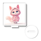 TomaTracksのピンクのパーカーをまとったクールな猫 Acrylic Stand