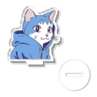 yamabの青いパーカーをきた猫 Acrylic Stand