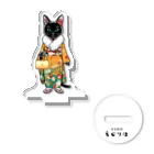 OKAYU_FACTORYの黒猫の振袖着物ファーショールあり Acrylic Stand
