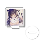 ネコ耳 SHOPのかわいい猫に抱きつくネコ耳女子 Acrylic Stand