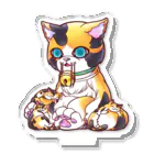 晏漫屋－ANMANYA－ suzuri支店の奇妙な猫『ミケ』のチビのアクリルスタンド Acrylic Stand