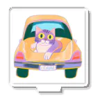 猫、かわいい系ショップの車の猫 アクリルスタンド