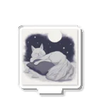 猫と私と・・・の夜に白猫と… Acrylic Stand