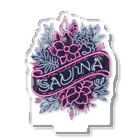 N SAUNA LOGOのネオン風花柄サウナロゴ11　花柄ver.4 アクリルスタンド