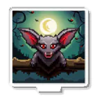 umakoiの満月を背景に赤目コウモリが威嚇する様子のドット絵 Acrylic Stand