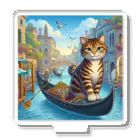 ニャーちゃんショップのヴェネツィアの水路でゴンドラに乗っているネコ Acrylic Stand