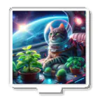 ニャーちゃんショップの宇宙船で植物を育てながら宇宙旅行している猫 Acrylic Stand