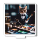 Koroniumの一匹の個性的な猫が絵筆を握っています Acrylic Stand