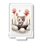 恥ずかしがり屋のねこショップの猫とお花 Acrylic Stand