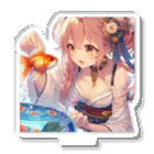 推しの美少女とアイドルの金魚と浴衣姿の女の子 アクリルスタンド