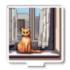 ドット絵ねこさんの窓前お座り猫さん アクリルスタンド