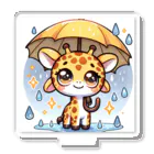 Hope2222の小雨の中で傘を持つ楽しそうなキリン。 アクリルスタンド