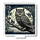 kotpopのOwl gazing from a branch Acrylic Stand