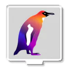 mirinconixの紫からオレンジのグラデーションのペンギン アクリルスタンド