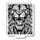 SERIY_SHOPの荘厳なる支配者：モノトーンのライオンの描画 Acrylic Stand