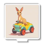 ganeshaのおもちゃの車に乗ったかわいいカンガルー アクリルスタンド