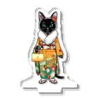 OKAYU_FACTORYの黒猫の振袖着物ファーショールあり アクリルスタンド