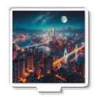 Teesignsの月夜に輝く未来都市 Acrylic Stand