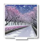 Yossy's Item Factoryの夜の桜並木に雪 アクリルスタンド