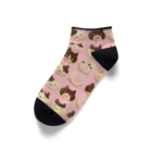 Ａｔｅｌｉｅｒ　Ｈｅｕｒｅｕｘのねこねこ♡クッキー　アイスボックスクッキー ピンク・顔あり Ankle Socks