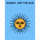 NAMM3 AND THE SUNの南無三の太陽　くるぶしソックス　黒輪郭　水色 くるぶしソックス