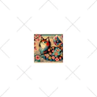 chaochao0701の浮世絵風　カラフル猫「Ukiyo-e-style Colorful Cat」「浮世绘风格的多彩猫」 くるぶしソックス