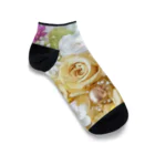 meke flowersのレモンイエローとアップルグリーン　ローズシリーズ Ankle Socks