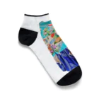 KeishopCreations - 日本の美をあなたにのハンドメイドリメイク着物青 Ankle Socks