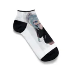 ケモ耳美少女キツネちゃん（AIart）の獣の耳と美しい青い目少女 Ankle Socks