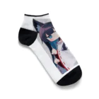 ケモ耳美少女キツネちゃん（AIart）の紺色の髪のキツネの女の子 Ankle Socks