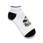 MakotOの猫と鯉（水墨画風） Ankle Socks