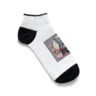 coco_peroのお正月の着物を着たロシアンブルーの猫ちゃんグッズ Ankle Socks