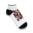 1123liliのサテンレッドの薔薇 Ankle Socks