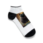 Yuki-yukiss Shopのホラー風くろねこ「ありがとう」 Ankle Socks