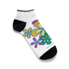 ファンシーTシャツ屋のカラフルフラワーアート Ankle Socks