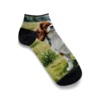 Animal Illustration shopのキャバリア・キング・チャールズ・スパニエル　Cavalier King Charles Spaniel　水彩画風 Ankle Socks