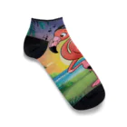 miamissioneのmiamissione オリジナル - ヘッドセットでノリノリの夢見るフラミンゴ - Ankle Socks