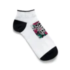 ピンクリボンの薔薇髑髏01 Ankle Socks