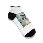 ふざけT専門店のふわふわの子猫の水彩画 Ankle Socks