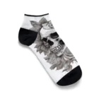 japanese-creatorの骸骨　薔薇　デザインTシャツ　アート　グラフィック Ankle Socks