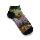 AQUAMETAVERSEの華やかな花が入った花かご　なでしこ1478 Ankle Socks