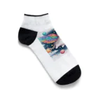 キャットパラダイス☆彡のユニ猫　宇宙空間 Ankle Socks