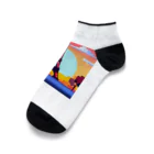 shibasannのフランスの風景のピクセルアート Ankle Socks