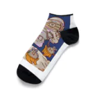 MORIたる露店のしましまのねっこと月のウサギ Ankle Socks