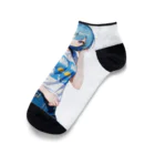 AIオリジナルイラスト　美女男子の青髪美女　名前はミズキ Ankle Socks