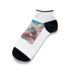 IloveCatのかわいい子猫が、色とりどりの雲の上でまったり Ankle Socks