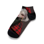 AQUAMETAVERSEのタータンチエクの服を着た少女　なでしこ1478 Ankle Socks