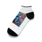 にっくすSTOREの人ごみで押されたり、ぶつけられる青いゾウ Ankle Socks